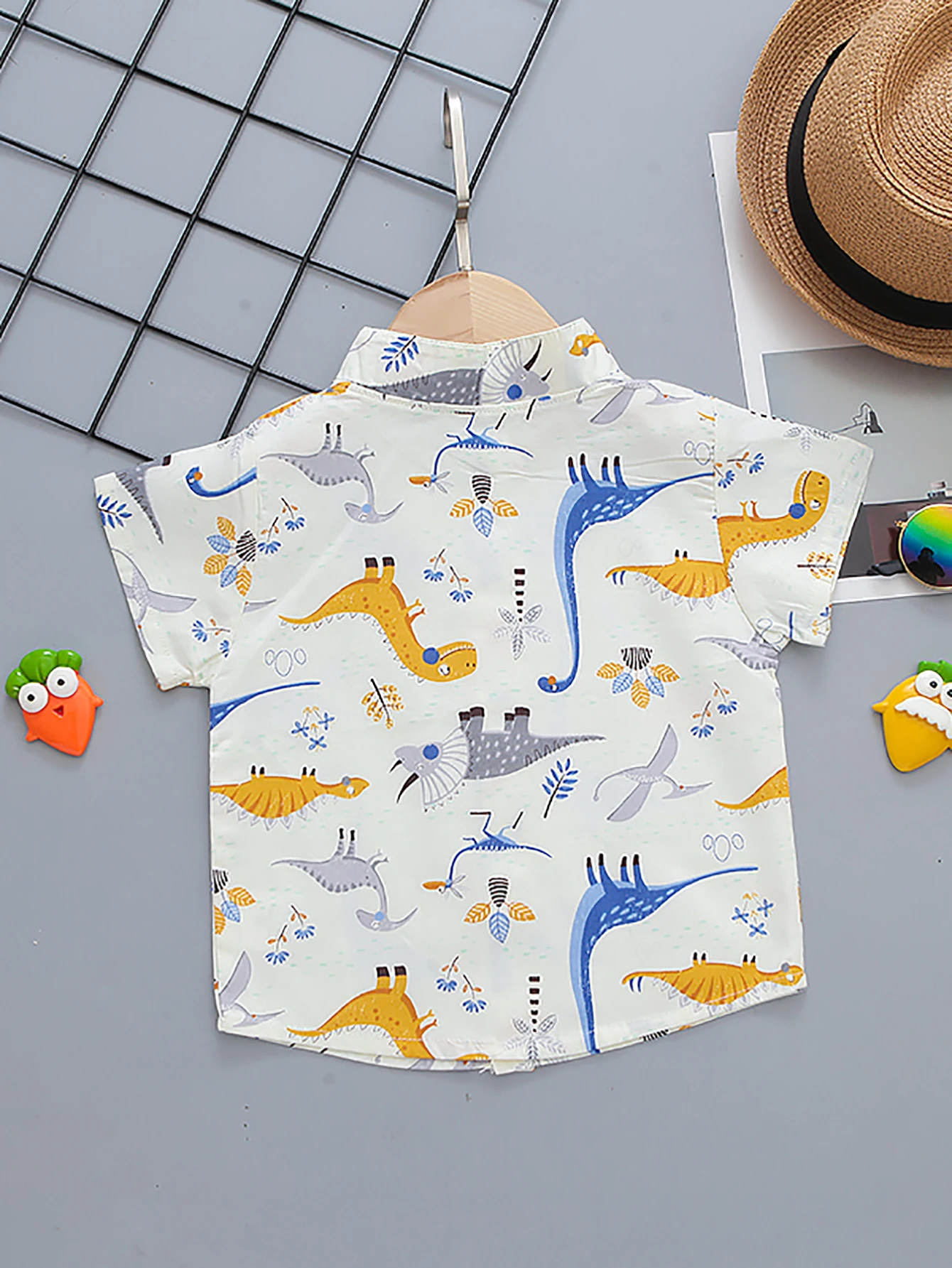 
Kids Cltothing Wholesale New Summer Short Sleeve Print Animal Cotton Casual Top Boy Shirt 