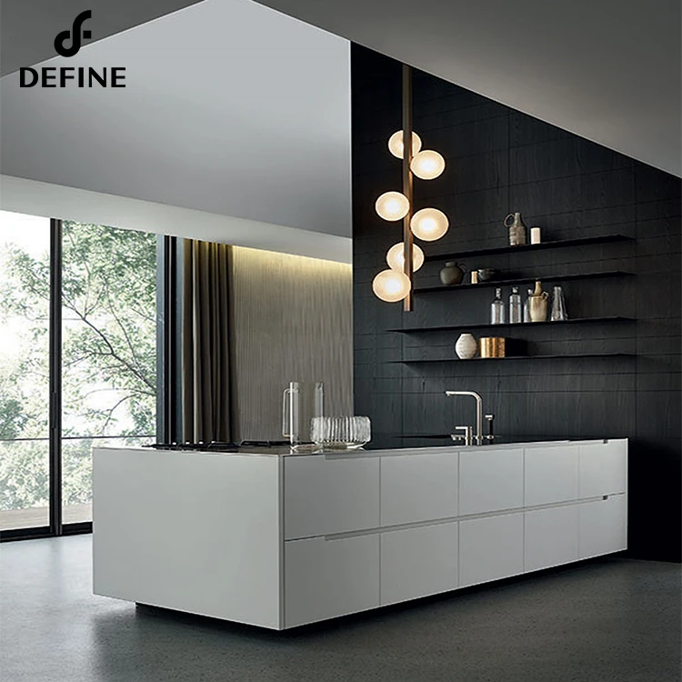 Customized high quality soild wood white modern kitchen cabinet for villa