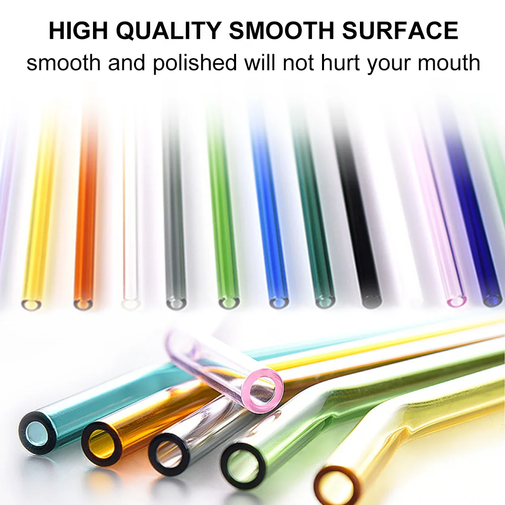 Hot Sale Borosilicate Butterfly Mushroom Glass Drinking Straws High temperature resistance Clear Colored Bent Cocktail Straw