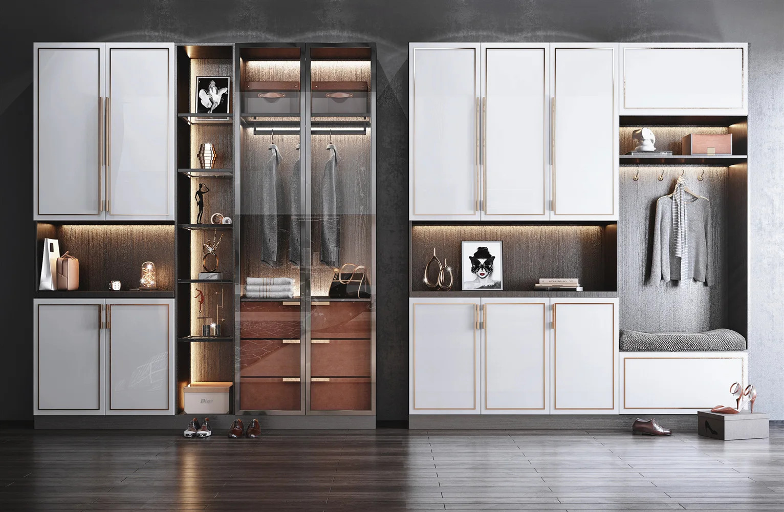 Entrance luxury door shoe cabinets with sliding door glass cabinet shoe