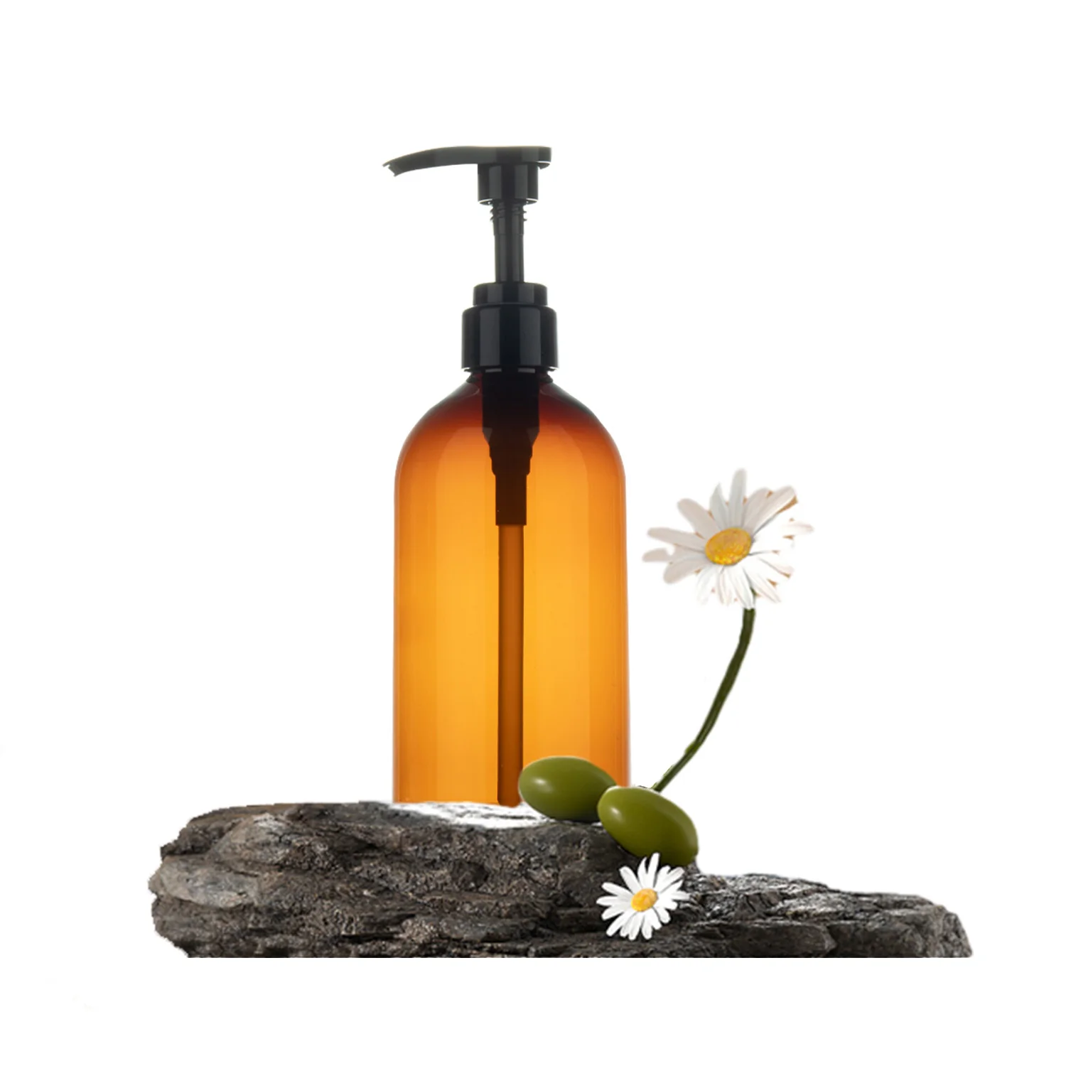 2023 High-Quality Eco-friendly 500ml Brown Translucent Manufacturer Pump Dispenser Lotion Bottles