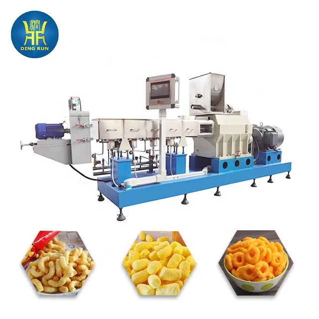 automatic corn puff snacks food making machine extruder production line cheese puff snack food processing plant