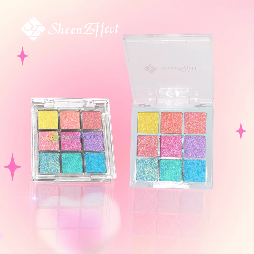 Fast shipping 9color Transparent Eyeshadow Palette Glitter Pearlescent Color Female Cosmetics eye shadow