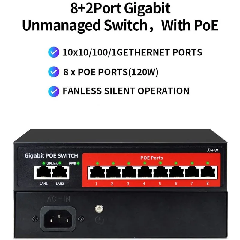 Wholesale prices OEM/ODM AI Full Gigabit PoE Switch with 2 Gigabit Uplink,120W Built-in Power IEEE 802.3af/at Compliant,