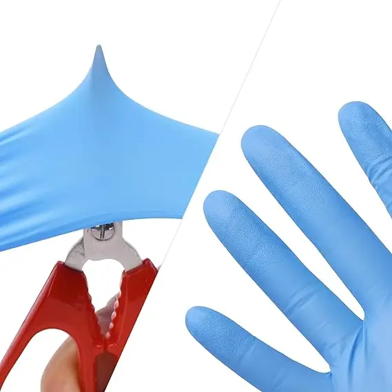 6 mil disposable nitrile gloves  latex powder free blue heavy duty disposable gloves  cooking machinery gloves