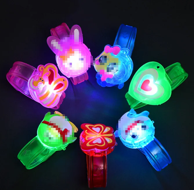Wholesale Cartoon PVC Flash Wristband Colorful LED Bracelet For Kids And Adult Custom