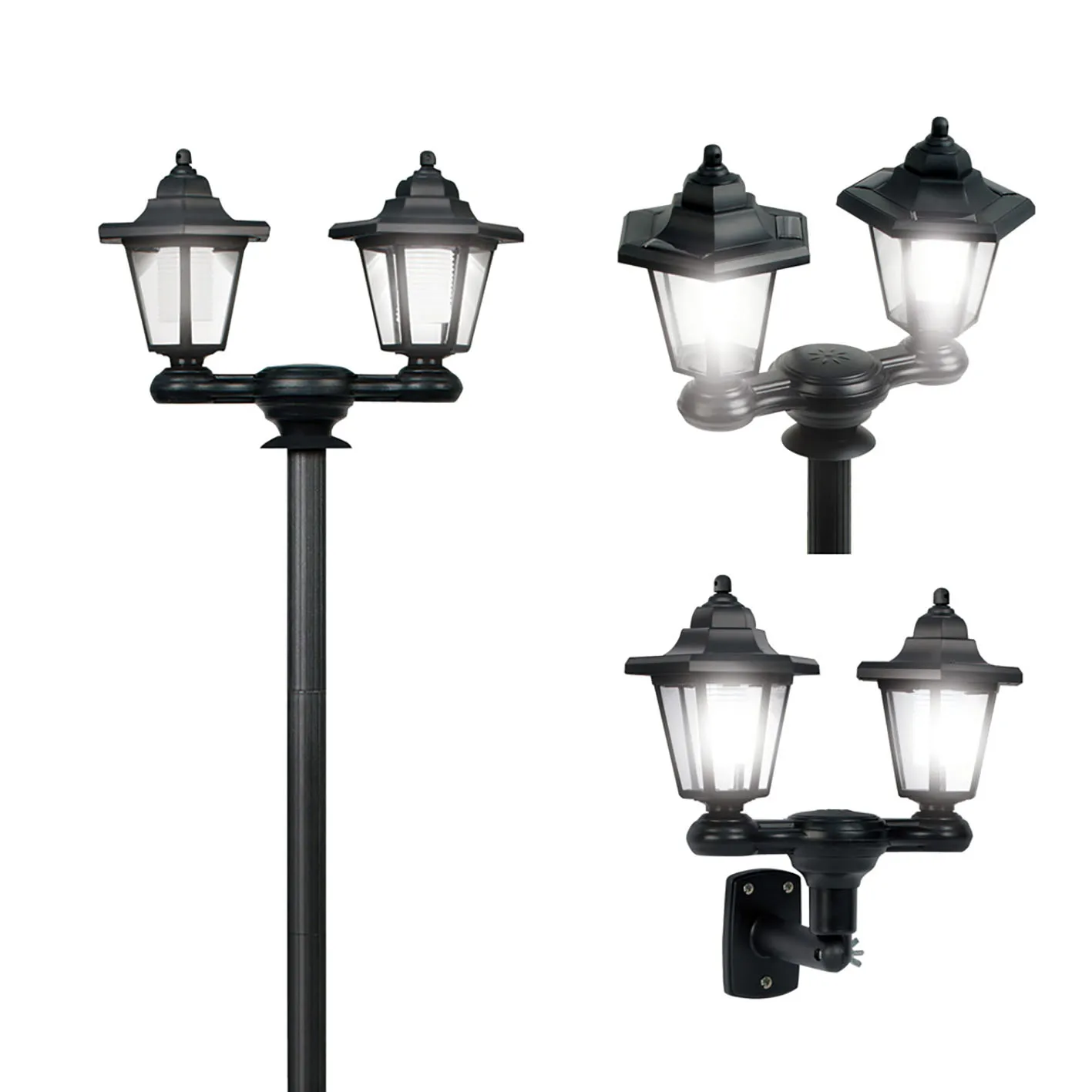 Double Head Solar LED Light Wall Mounted Post Lantern