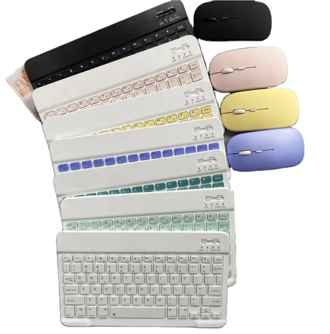 2023 New Arrival OEM Custom USB Wireless BT Mini Slim-Thin Portable Keyboard Mouse Kit Multicolored Keyboards