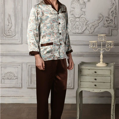 
2019 Silk Pyjamas Mens Satin Pajamas Long Sleeve Sexy Couple Pajamas Set Silk Sleepwear 