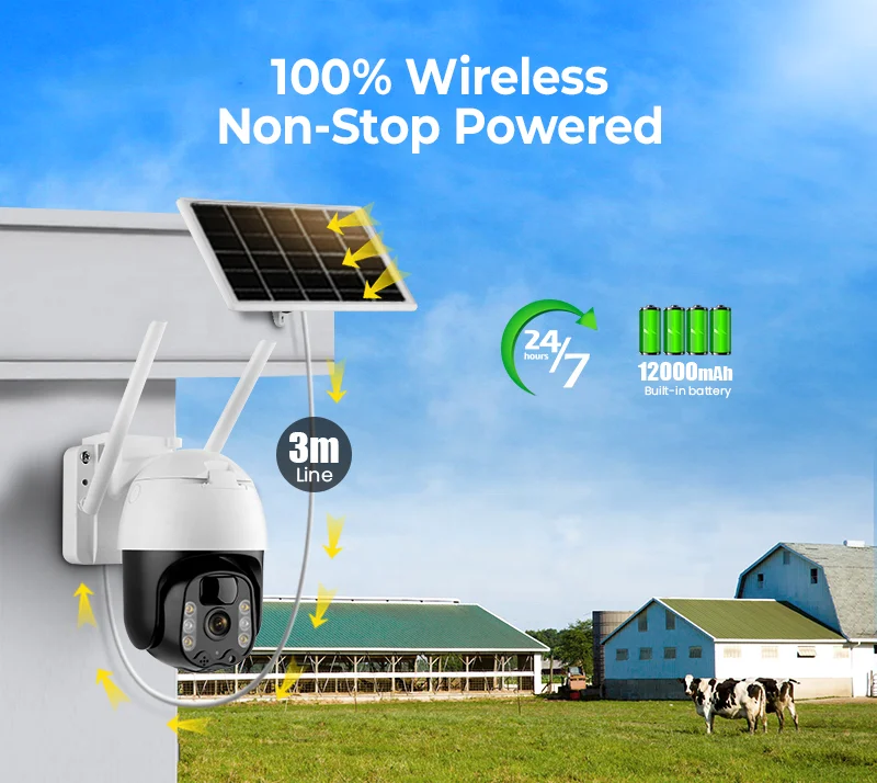 3MP pir Обнаружение человека маломощная Солнечная 4G ip Сетевая камера наружная Водонепроницаемая 12000 мАч 4g sim-карта солнечная батарея ptz