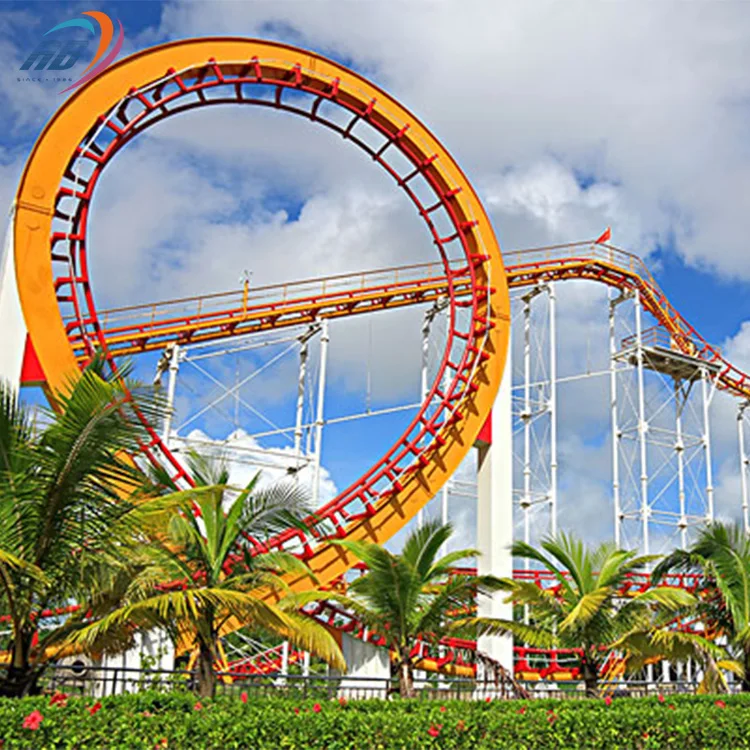 Fairground Attractions Outdoor Amusement Park Rides Four Loop Roller Coaster Theme Park Equipment