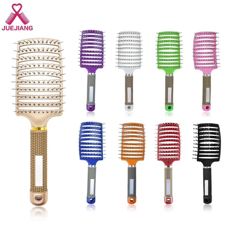 Scalp Massage Comb Hairbrush Bristle Nylon Women Wet Curly Detangle Tangle Teaser Hair Brush for Salon Hairdressing Styling Tool