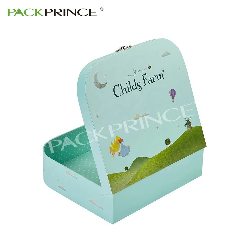 Wholesale Luxury ECO Friendly Mini Kids Rigid Paper Packaging Gift Box Cardboard Suitcase With Handle