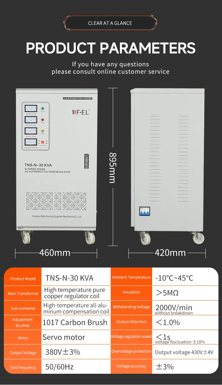 Automatic 30KVA 3-Phase 220V 380V Voltage Stabilizer 20KVA 40KVA 50KVA 60KVA AVR Voltage Regulator AC Generator Copper SVC
