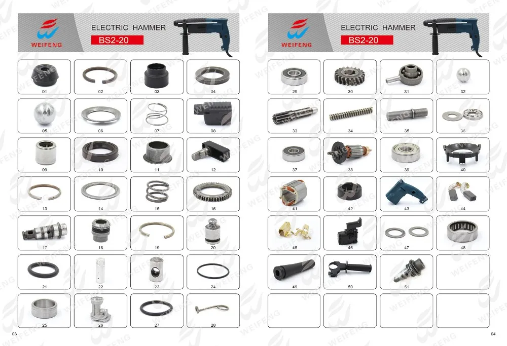 WF-BOS20-044 электроинструменты, роторный молоток, производитель угольных щеток