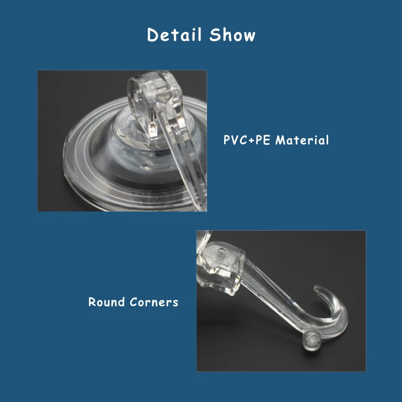 Small Clear Heavy Duty Vacuum Suction Hooks Shower Wall Suction Cup Hangers Removable Reusable Window Glass Door Suction Holder