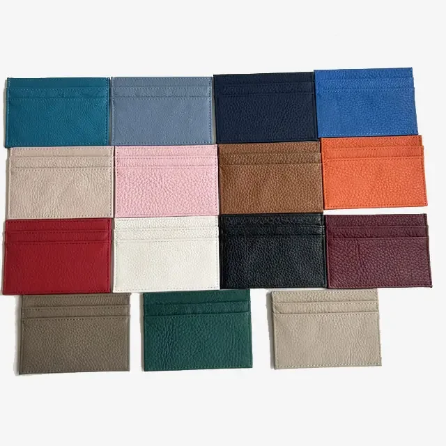 Custom Premium Wholesale Real Leather RFID Blocking Slim Business Bank ID Credit Card Holder