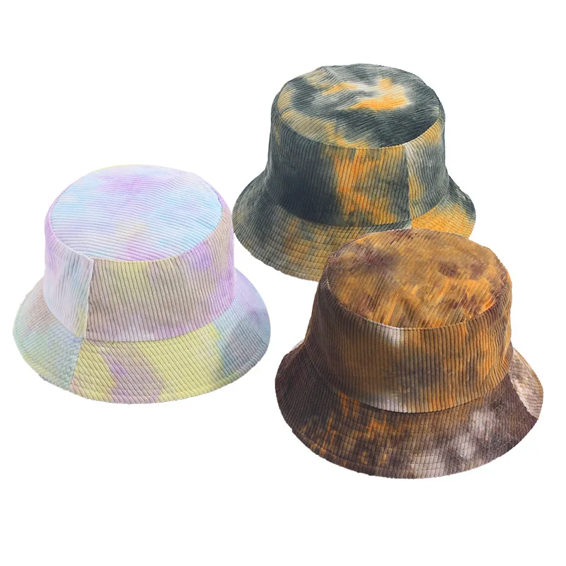 Luxury design printed fishing cap reversible tie dye bucket hat