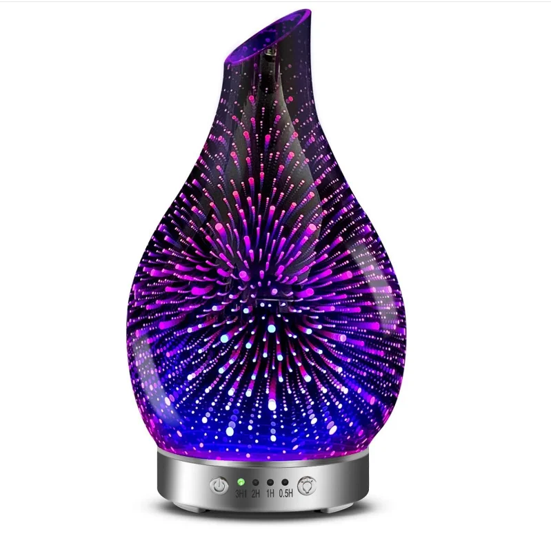 Innovative design 2023 Aromatherapy Humidifier 120ml Vase Shape 7 LED Light Glass Ultrasonic Aroma Diffuser for bedroom