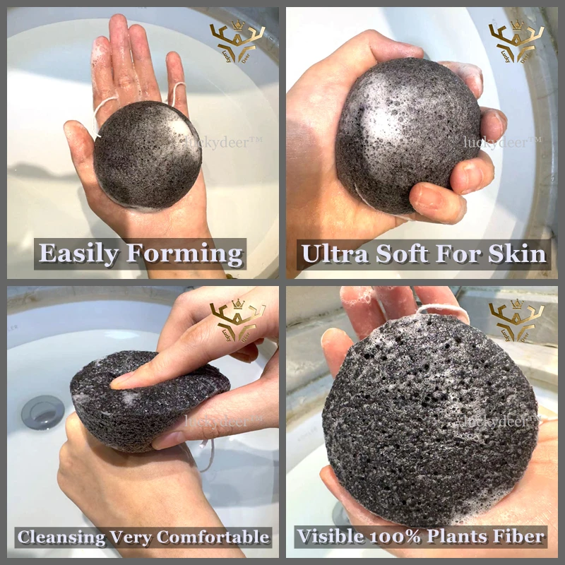 Natural Konjac Plants Fiber Skincare Sponge For Face Cleaning Body Cleansing Makeup Removing Use Konjac Facial Wash Sponge Puff