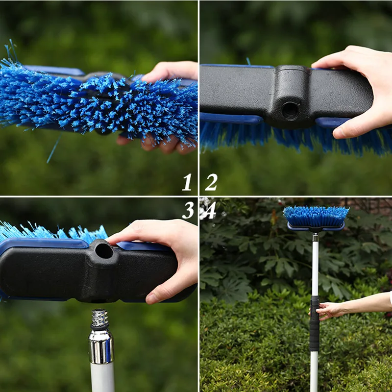 Microfiber electric truck soft bristle soap dispensing foam automatic cleaning car wash brush with long handle