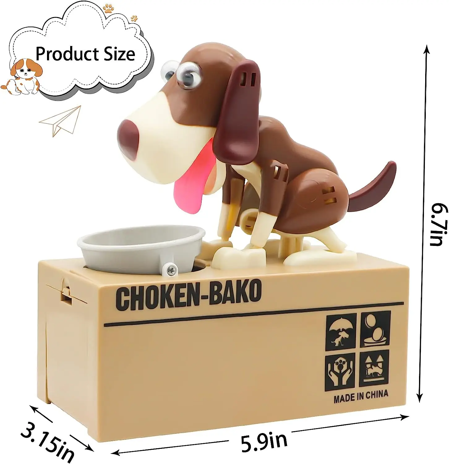 Cute Robotic Dog Piggy Bank,Hungry Puppy Stealing  Coin banks Magic Munching Money Box Birthday Gift for Kids