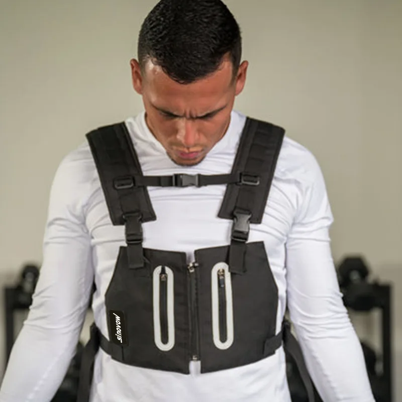 Utility Fishing Hiking Vest Climbing Vest for Sport Running Gym Black And White Hydration Vest Chest Bags for Men Daypack