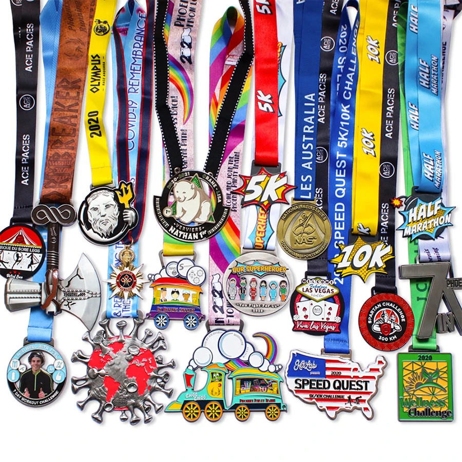 Custom 2D Metal Orange Girl champions league medal Sports Gold Run Finisher Medals Military medal ww2 With Ribbon
