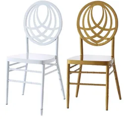 Gold white metal banquet plastic gold chiavari chair event,hotel furniture modern wedding chair chiavari with cushion
