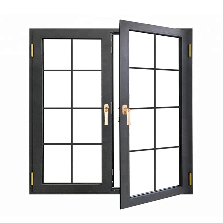 Custom exterior thermal break aluminum alloy casement window design home office french style windproof aluminium glass windows