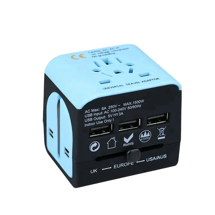 universal to UK/AU/EU/US Italy Spain power travel plug adapter 5V 3A 3usb international adapter plug mini pocket travel kit