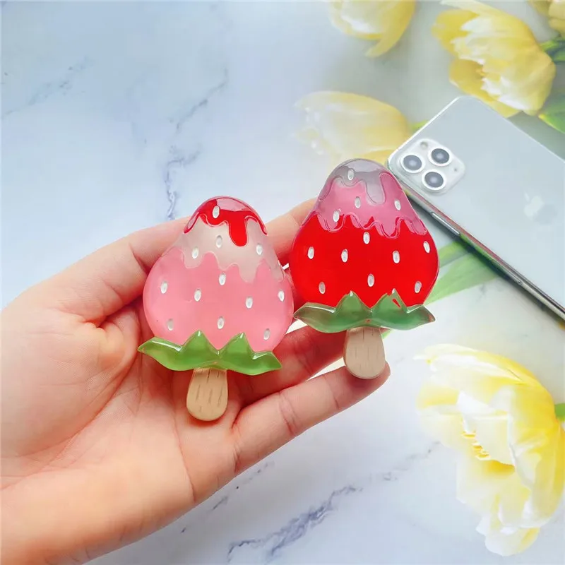 Factory Wholesale 3D Candy Color Ice Cream Grip Tok Korea Phone Holders Stand Socket Summer Fresh Bracket Foldable Phone Grip