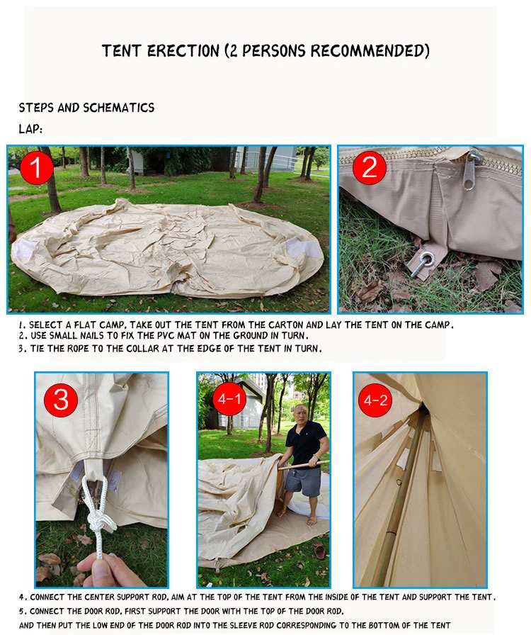 S Bestselling 5 * 5 * 3M 5-8 Person Canvas Inflatable Dome Cotton Mountain Bell Tent Camping