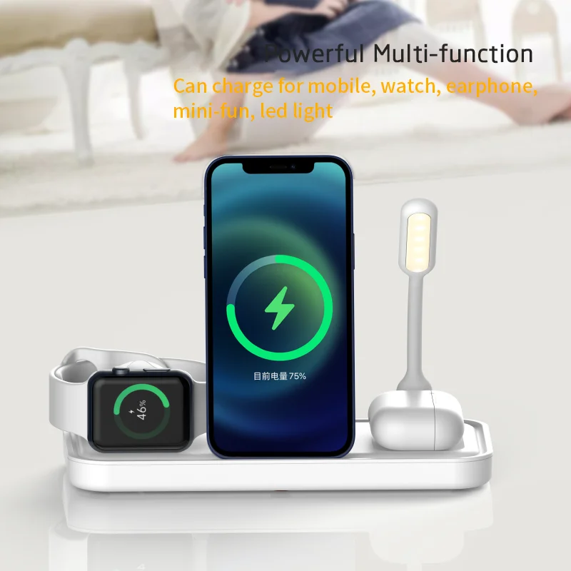 fast wireless charging Qi standard 15W earbuds phone iwatch 3 in 1 wireless charging stand