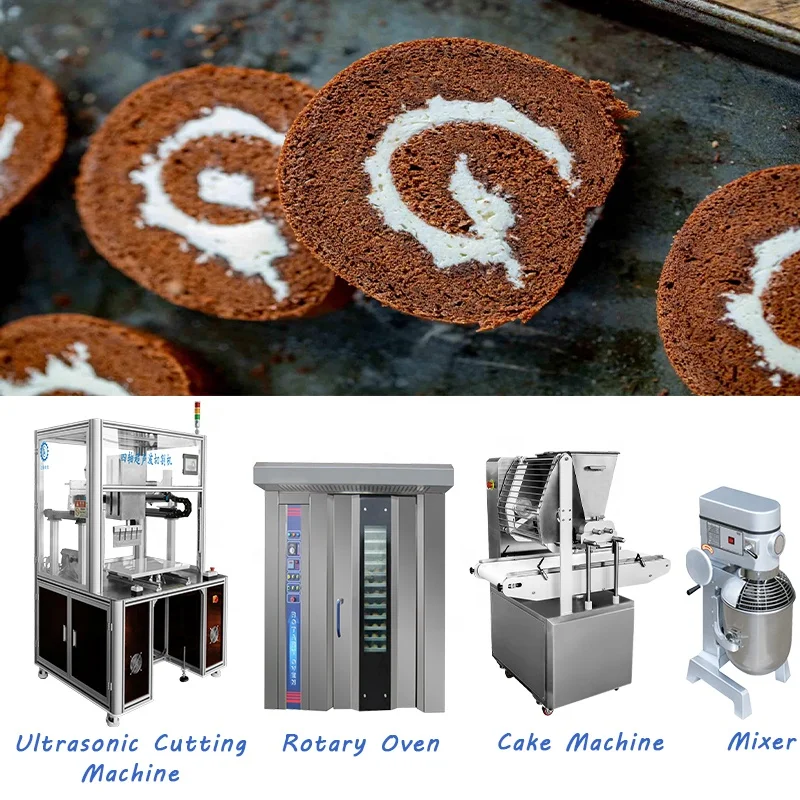Longyu Automatic small swiss cup cake making machine square cake vending sponge cake production line