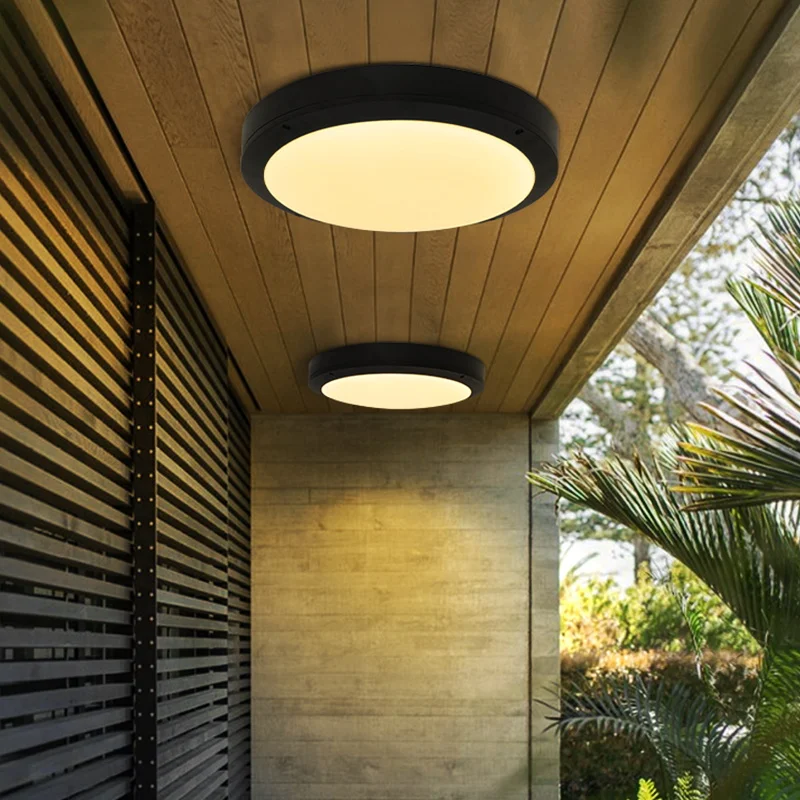 LED Outdoor Ceiling Light Waterproof Sun Table Lamp Modern Simple Outdoor Courtyard Corridor Corridor Gate Circular Ceiling Lamp