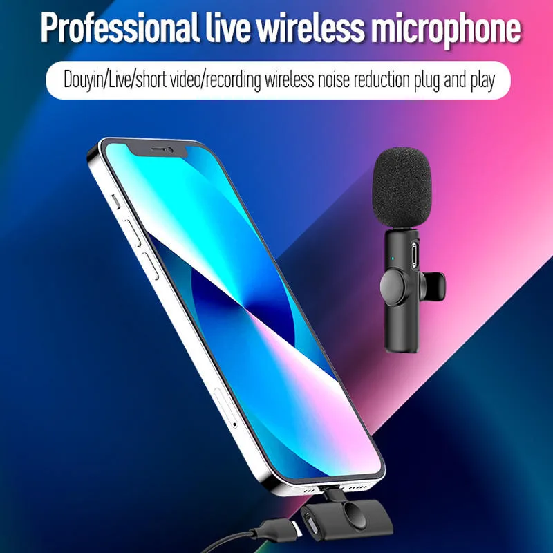 K11 Wireless Lavalier Microphone Noise Reduction 65ft Clear Radio Clip On Lapel Wireless Mic Video Recording Vlog Live Youtube