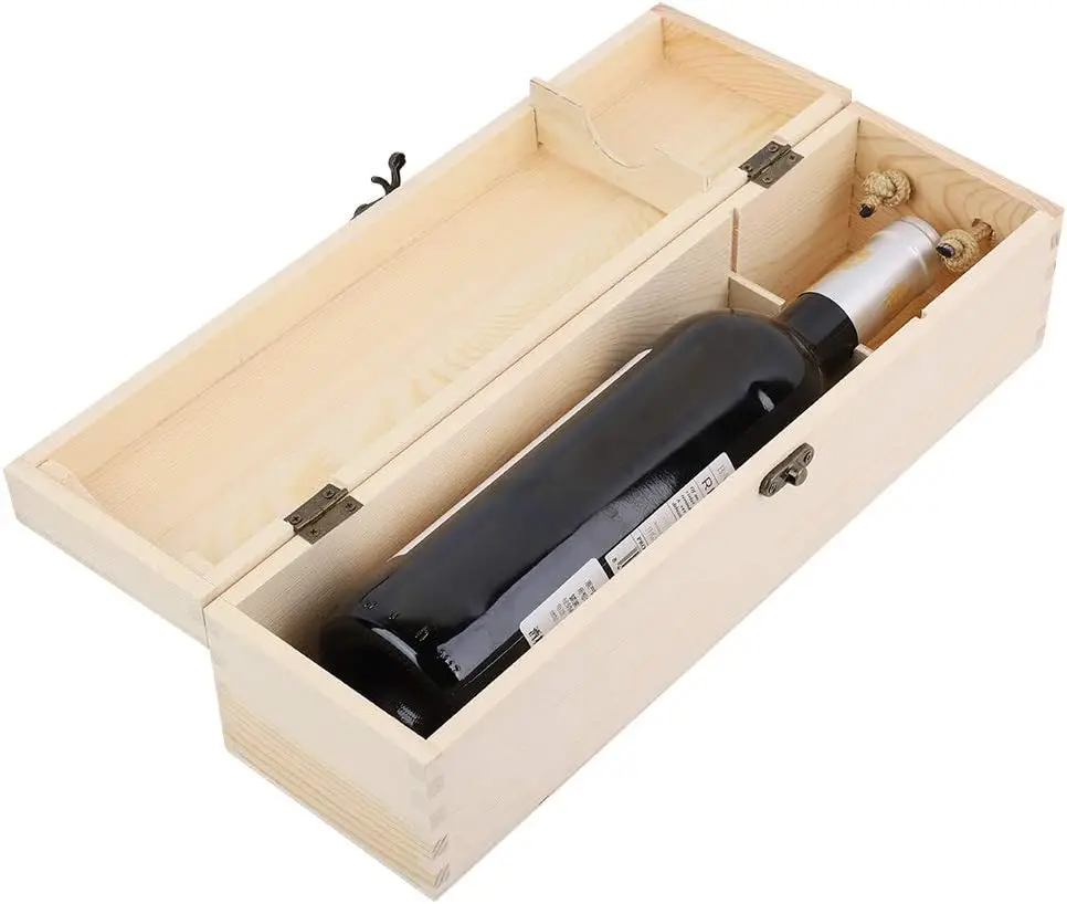 Wooden Wine Box Pine Wood Gift Wine Box With Lid and Handle for Moving Crafts Gifts Birthdays Wedding Ceremony