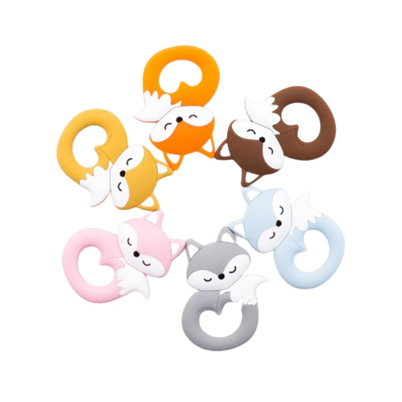 Новый пользовательский раунд/пустой/герметичная/одноразовые сушеная Лисий органический в форме животных Детские Прорезыватели для зубов силиконовый игрушки успокаивающее ребенка боль при прорезывании зубов