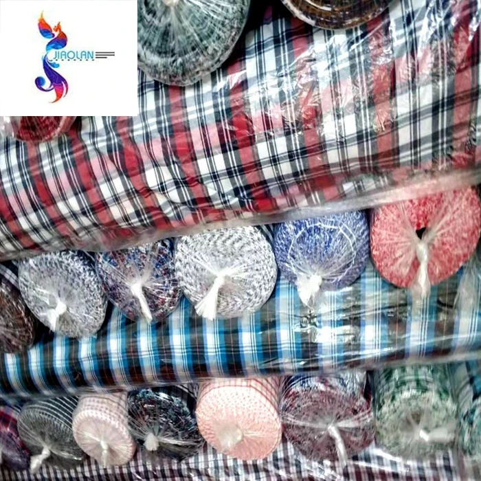 Mix Yarn Dyed Shirting Stock Lot Recycled Fabric New Style Polyester and Cotton Woven Plain  STANDARD 100 In-stock Items