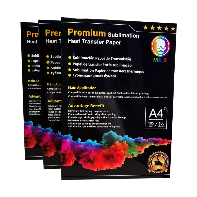 MR.R Sublimation Heat Transfer Paper 105gsm A4 210 x 297mm Pack of 100 Sheets Compatible with EPSON SAWGRASS Sublimation Printer