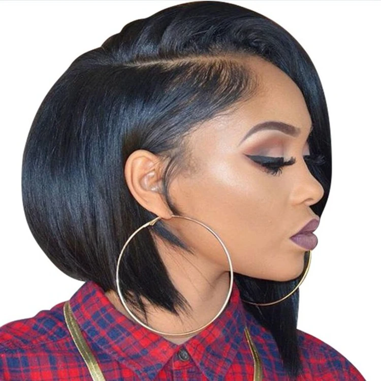 Zoesoul Wholesale African 8 inch Short Straight Lace Front Brazilian Human Hair Wigs For Black Women