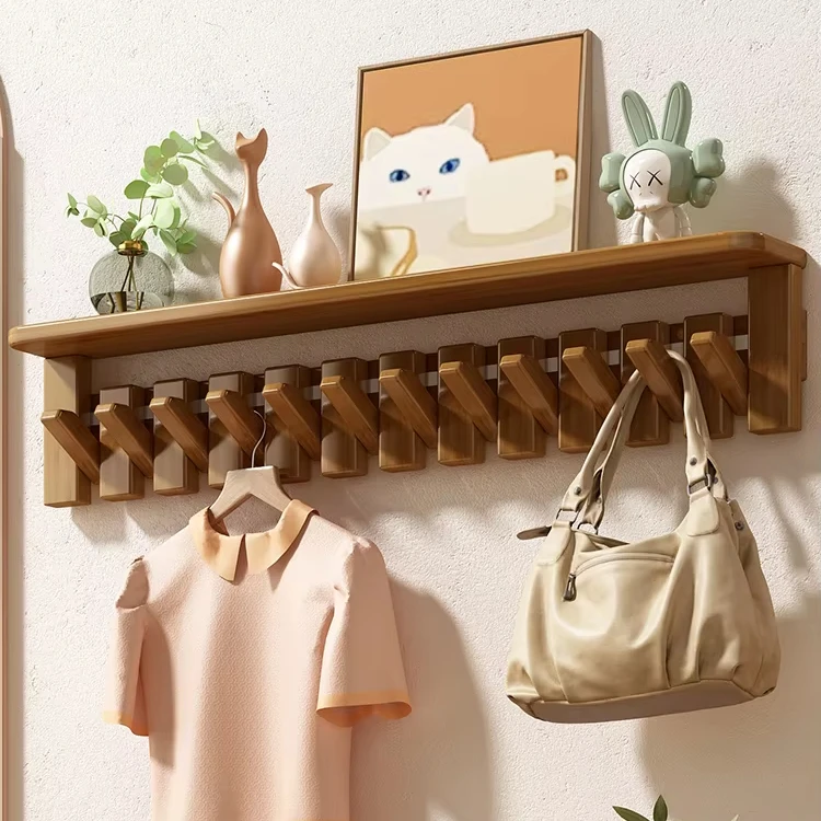 Piano key solid wood clothes hanger wall hanging entrance hanger bedroom porch hook door behind the coat rack