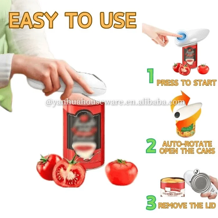 Kitchen Gadget One-Touch Portable Bottle Openers Smooth Edge Handheld Jar Opener Auto Electric Can Opener