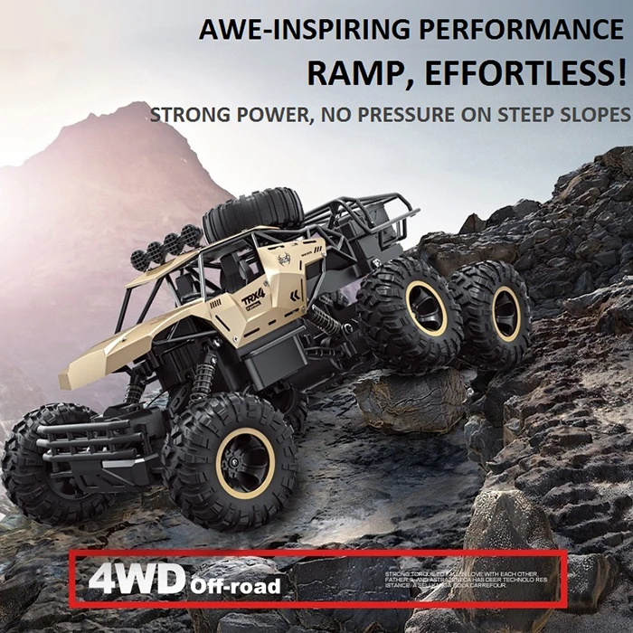 1/10 Alloy 4wd 6-wheel All Terrain Climbing Off Road High-speed Remote Control Car Crawler Trucks Toy Big RC Car Toys