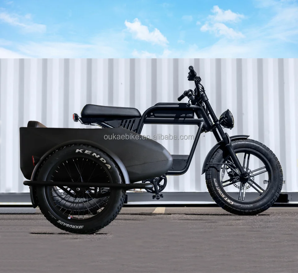 Retro motorcycle right three-wheeled ebike holiday family sidecar fashion electric tricycle