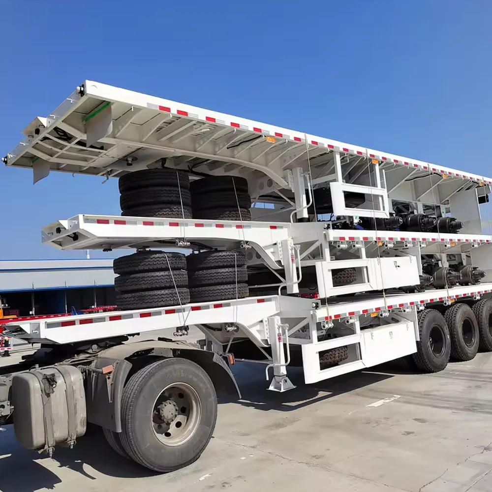 OYJD Truck Super Steady Structure Flatbed Trailer 10 Tons With Outrigger Europe 2 Axles 40Ft Flatbed Trailer