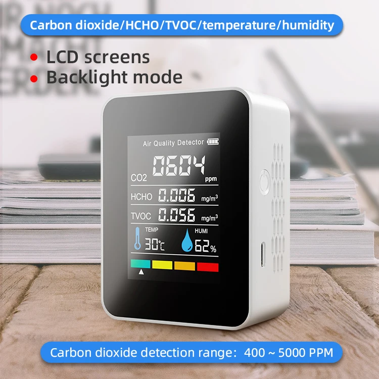 ggele Portable Infrared Wifi Temperature Humidity Indoor Co2 Monitor Air Quality Carbon Dioxide Detector Co2 Meter