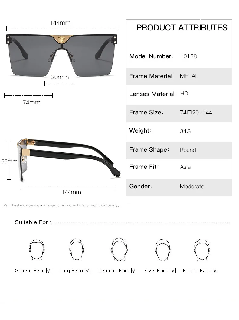 VASHAP 10138 2021 new unique oversized sunglasses one piece plastic metal designer shades clear women men retro sun glasses UV40