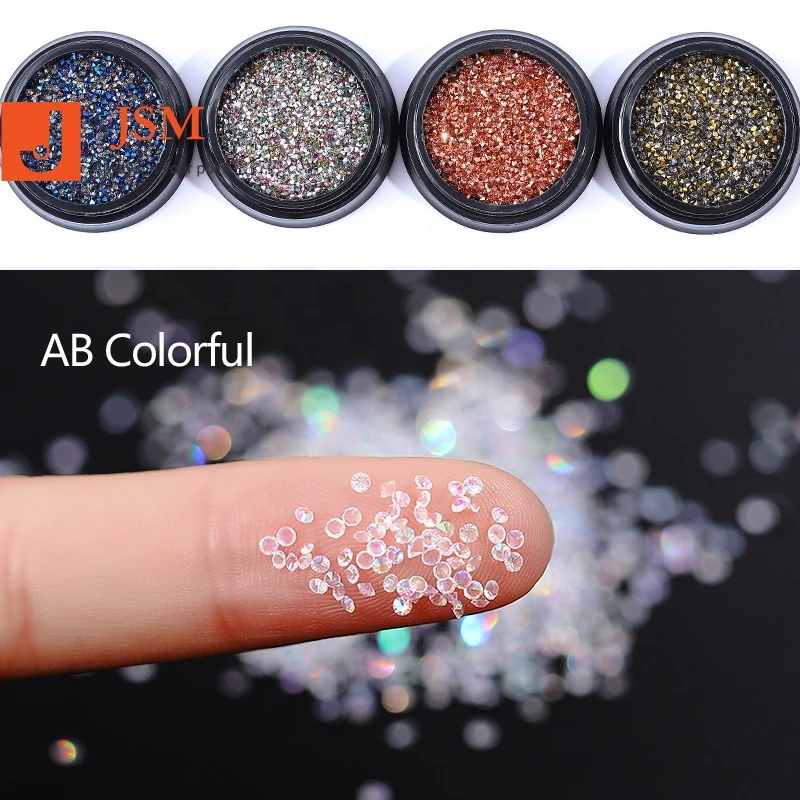 Beautypapa 1Box Glass Nail Caviar Tiny Rhinestones Micro Pixie Crystals 3d Sharp End Glitter Strass For Nails Art Decorations